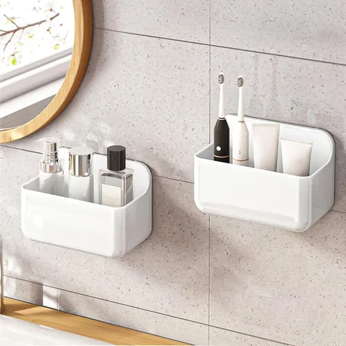 Miniatura 10 de CGBE Paquete de 2 organizadores para puerta de gabinete, estante adhesivo acrílico, almacenamiento montado en la pared, estantes de ducha