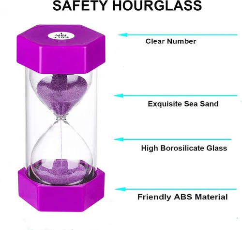 Miniatura 3 de SuLiao Reloj de arena colorido de 3 minutos, reloj de arena morado, temporizador de reloj de arena de plástico para niños, juegos, aula, cocina