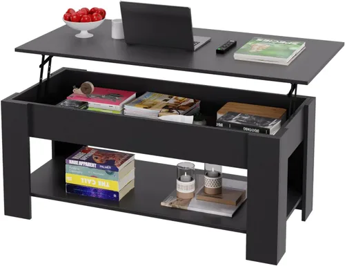 Miniatura 12 de PayLessHere Mesa de Centro con Tapa Elevable Mesas de Centro con Compartimento Oculto y Estante de Almacenamiento Tablero de Madera Elevable Mesa