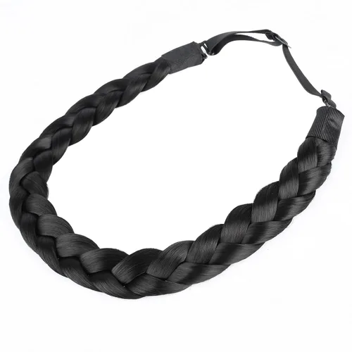Miniatura 27 de Diadema clásica de cabello sintético trenzado, trenzas gruesas y anchas, extensión de cabello con elástico para mujeres y niñas, accesorio