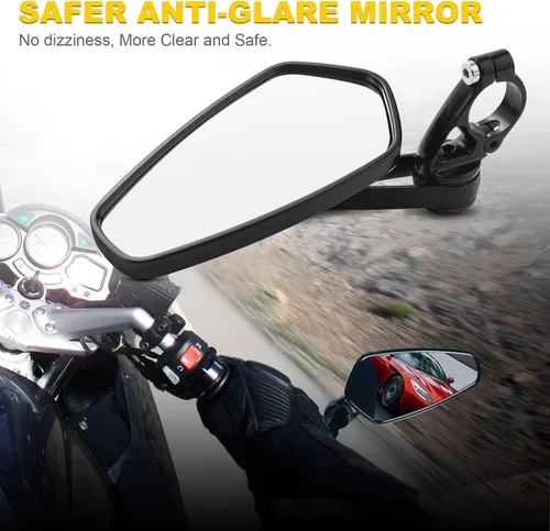 Miniatura 4 de BUMBEE Espejos de Extremo de Manillar para Motocicleta - Espejo Retrovisor Negro Compatible con la Mayoría de Honda MSX125 CB500F Z125 pro-Z650 Z750