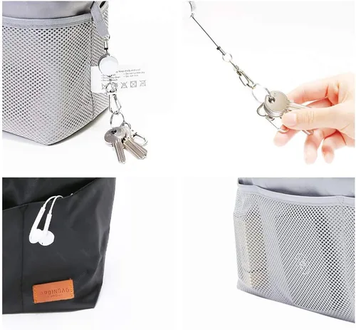 Miniatura 14 de iN Organizador de bolso con cremallera de tela de nailon para mujer, Beige