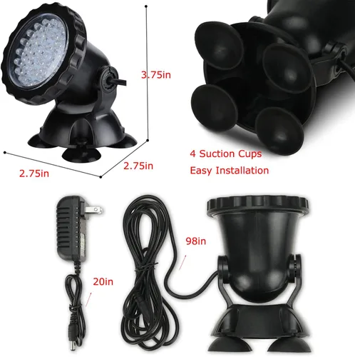Miniatura 2 de Luces de estanque Luz de fuente subacuática 3.5W Cambio de color Foco sumergible con 36 bombillas LED Luz subacuática impermeable IP68 Luz de set of