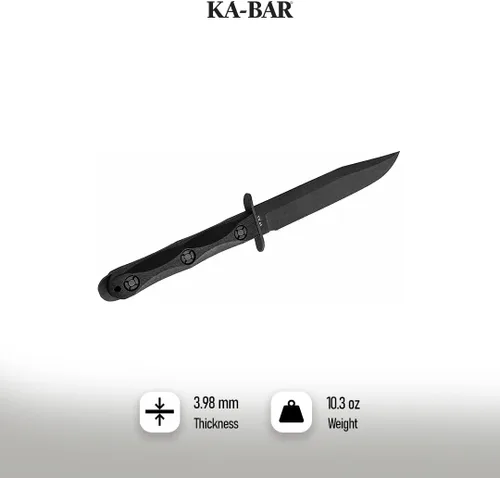 Miniatura 3 de KA-BAR JOHN EK BOWIE EK45 MODELO 5 CUCHILLO COMANDO DE LUCHA Negro, Grande