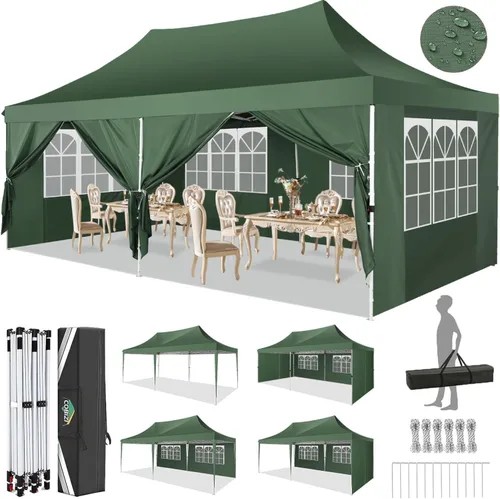 Miniatura 30 de COBIZI Toldo desplegable de 10 x 10 pies con 4 paredes laterales, toldo fácil de instalar para eventos, deportes, playa, fiestas, toldos de fiesta