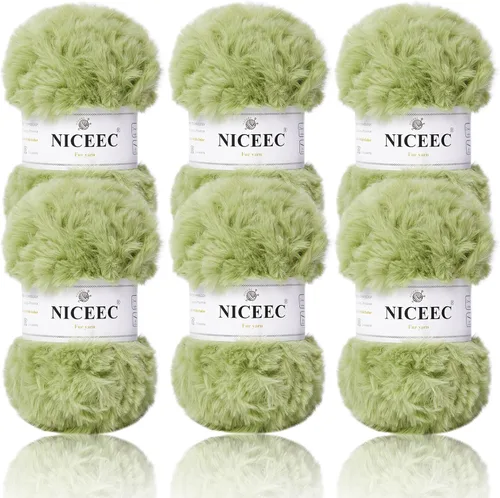 Miniatura 17 de NICEEC Hilo de Pelo Sintético Super Suave, Grueso y Esponjoso, Hilo de Pestañas para Crochet y Tejido (Longitud Total 192m/9.1kg) - Otoño/300g