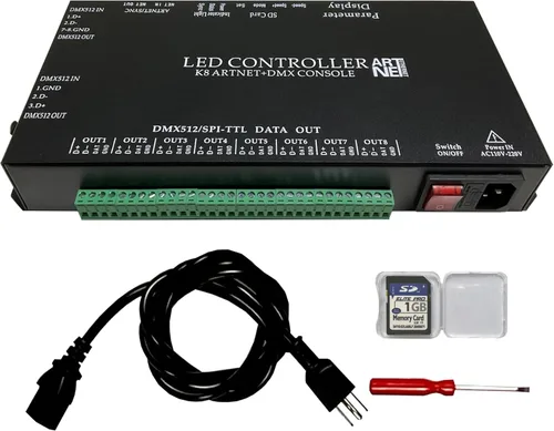 Miniatura 9 de Controlador LED de consola K16 ARTNET+DMX, control de iluminación profesional, adecuado para SPI TTL, en línea sin conexión, programable