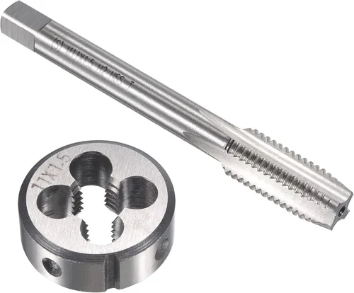 Miniatura 9 de uxcell M12 x 0.030 in Juego de llaves métricas y troqueles, rosca de máquina con troquel de roscado redondo, kit de grifo y troquelado