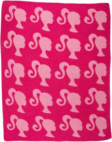 Franco Collectibles Barbie - Ropa de cama para adultos, suave, acogedora, elegante, Dream Lux Intarsia, manta de punto, 50 x 60 pulgadas, (producto