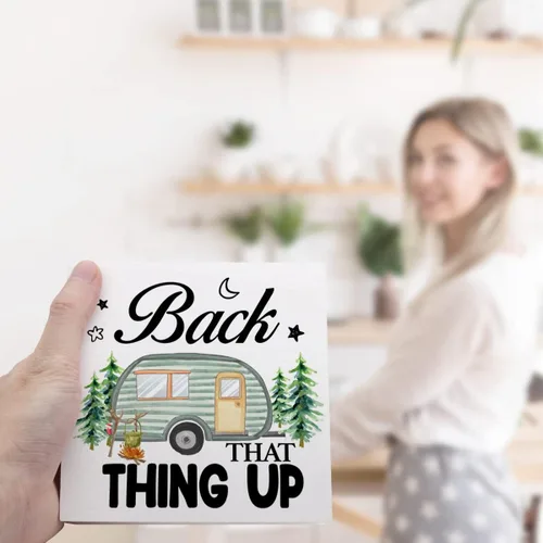 Miniatura 6 de Back That Thing Up - Cartel divertido de placa de madera para campamento, con cita rústica, bloque de madera para el hogar, cámper, decoración