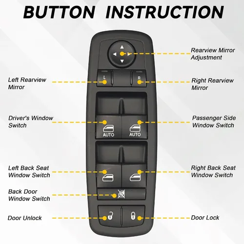 Miniatura 2 de Interruptor maestro de ventana de alimentación del lado del conductor 9 pines + 3 pines Compatible con 2009 2010 2011 2012 Dodge Ram 1500 2500 3500