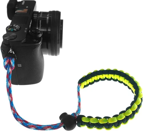 Miniatura 12 de Correa de muñeca ajustable 550 Paracord para cámaras réflex digitales, compactas Negro