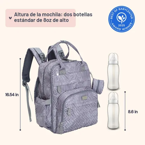 Miniatura 2 de BabbleRoo Pañalera Mochila - Bolso de Viaje para Artículos Esenciales del Bebé - Mochila Multifunción Resistente al Agua para Pañales, Bolso