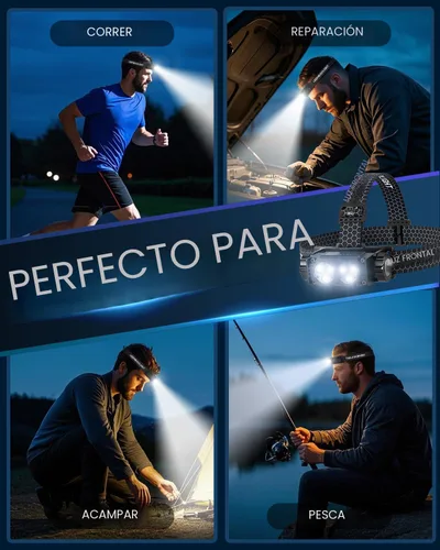 Miniatura 8 de Linterna frontal recargable, 2 unidades, 4500 L, luz súper brillante, LED, recargable con luz blanca, lámpara de cabeza impermeable con diadema