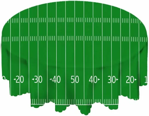 Miniatura 5 de Yibeas Mantel redondo de campo de fútbol americano, mantel de césped verde para mesa de campo de fútbol para comedor y cocina, manteles redondos