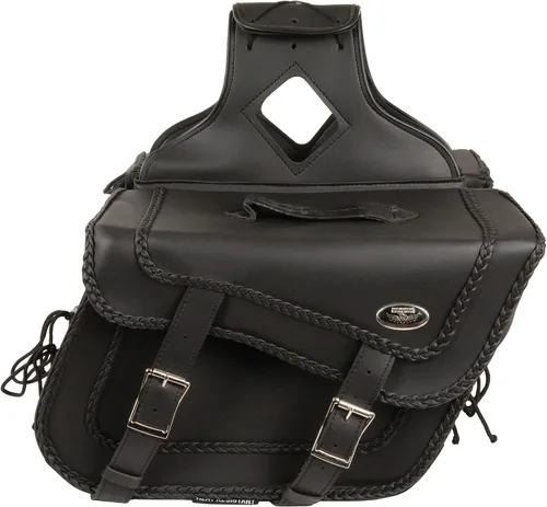 Miniatura 3 de Milwaukee Leather SH664ZB - Tirador de PVC trenzado grande con cremallera sobre alforjas, talla única