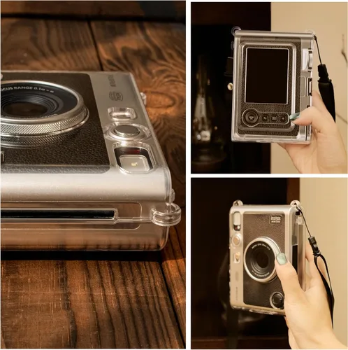 Miniatura 8 de Rieibi Funda protectora transparente para cámara instantánea Fujifilm Instax Mini Evo, funda rígida con correa para el hombro