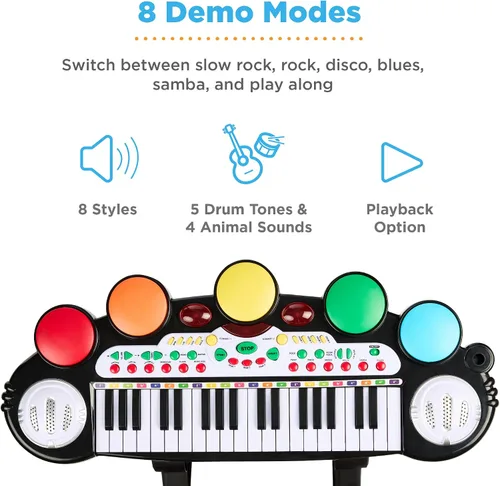 Miniatura 3 de Mejor elección productos 37 teclas, teclado electrónico para niños, instrumento musical, piano, juguete educativo con múltiples sonidos, luces
