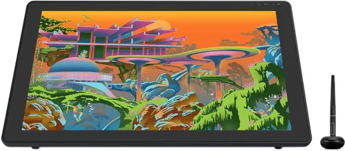 HUION Kamvas 22 Plus QLED - Tableta de Dibujo con Pantalla Completamente Laminada, Conexión USB-C, 140% sRGB, Inclinación, Tableta Gráfica de Arte