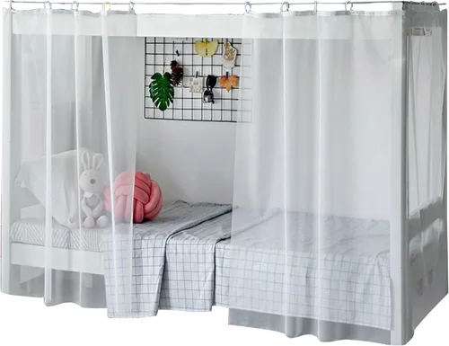Miniatura 28 de Cortinas de gasa bonitas genéricas para litera con dosel de cama con encaje, 2 paneles, aguacate