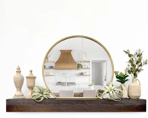 Miniatura 37 de MCS Repisa de 60 pulgadas, Master & Co Repisa de chimenea flotante de madera maciza con acabado blanco, estante flotante largo para sala de estar