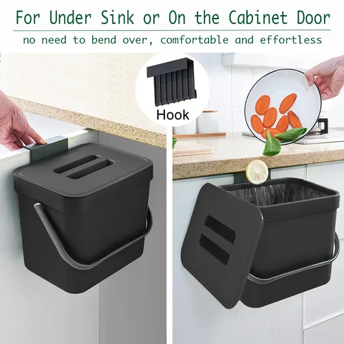 Miniatura 4 de Bote de Basura de Cocina con Tapa, LALASTAR Bote de Basura Pequeño Montado en la Pared Debajo del Fregadero para Cocina, Baño, Contenedor de Compost