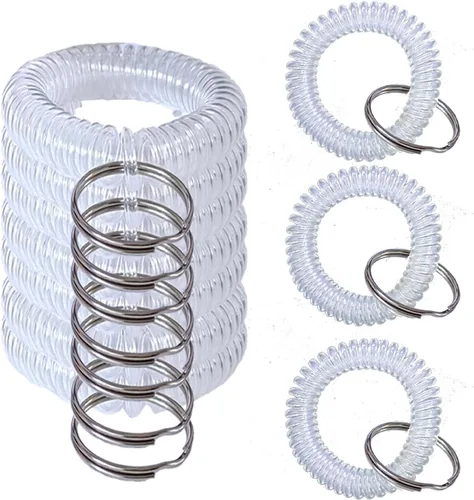 Miniatura 12 de 10 pulseras coloridas de bobina de muñeca, llavero en espiral, pulsera para llavero para piscina, gimnasio, insignia de identificación