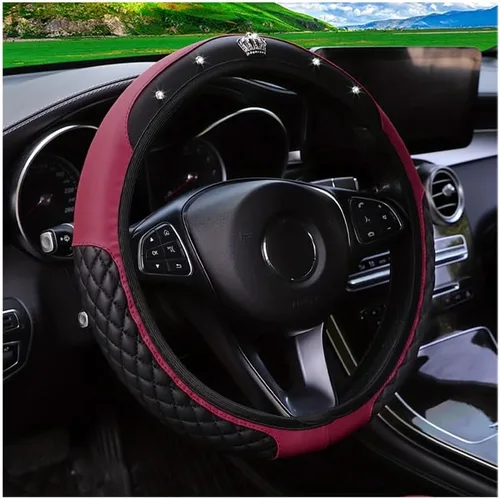Miniatura 27 de Funda brillante para volante de automóvil, protector de cuero con diamantes de imitación de cristal para automóvil, accesorios de decoración