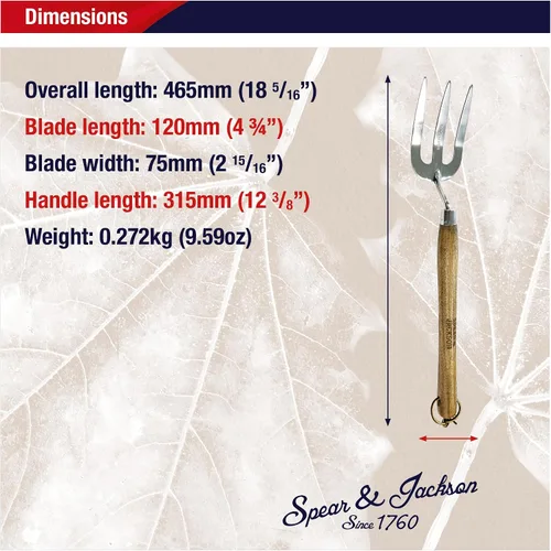 Miniatura 6 de Spear & Jackson Tenedor de malezas de mano de acero inoxidable, herramienta de jardinería duradera para deshierbe eficiente y aireación del suelo