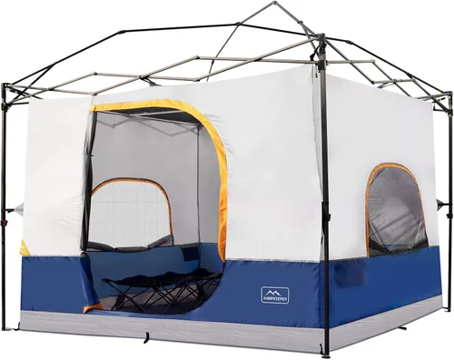 Miniatura 9 de KAMPKEEPER Tienda de campaña interior para toldo emergente, convierte el toldo de patas rectas de 10'x10' en una tienda de campaña–Techo Caqui