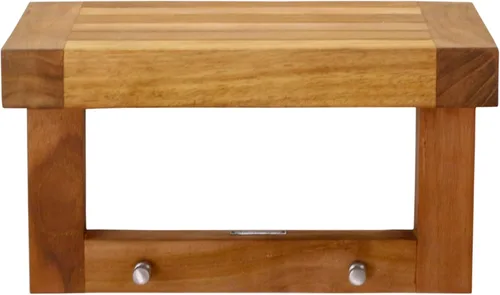 Miniatura 8 de Estante de pared plano de teca Moa de 12" con ganchos