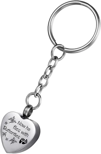 Miniatura 24 de Llavero de urna de recuerdo conmemorativo de joyería de cremación de acero inoxidable para cenizas, Acero inoxidable