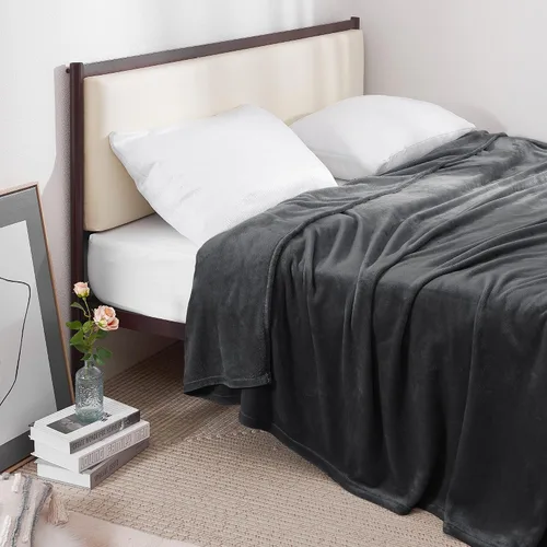 Miniatura 33 de RYB HOME Ropa de Cama Manta de Franela Tamaño Throw Todas las Estaciones Manta Ligera de Microfibra Suave que Ajusta Cubierta de Cama Colcha Crema