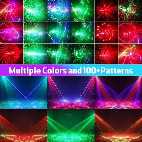 Miniatura 2 de Luces láser para DJ, luces de fiesta Pro 4 en 1 con activación por sonido y control DMX, espectáculo de luz láser RGBW y efecto de haz UV, luz láser