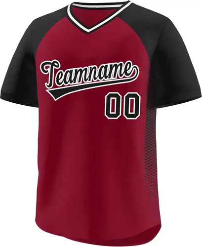Miniatura 36 de Camiseta de béisbol personalizada con cuello en V para hombres, mujeres y jóvenes, camisetas de béisbol personalizadas con costuras o estampadas