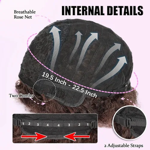 Miniatura 5 de G&T Wig - Pelucas afro de los 70 para mujeres de raza negra, pelucas afro rizadas de marrón oscuro, pelucas completas suaves y naturales con aspecto