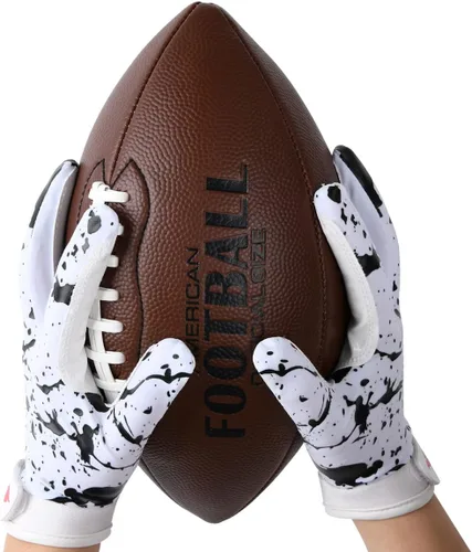 Miniatura 8 de Guantes de fútbol para niños, guantes de receptor ancho de silicona con agarre mejorado para jóvenes