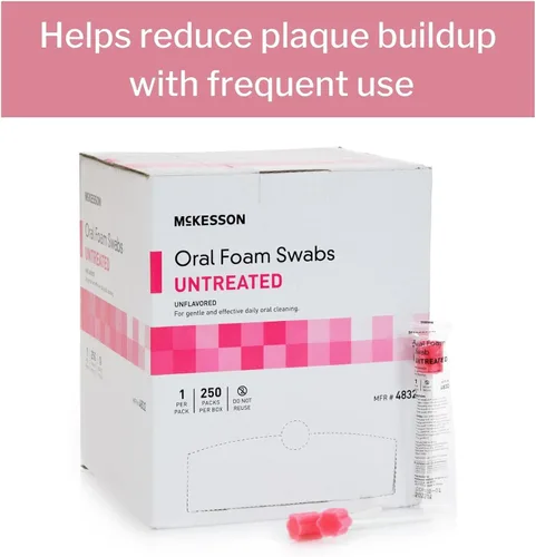 Miniatura 3 de McKesson Hisopos de espuma oral, sin tratamiento, limpieza oral suave y diaria, sin sabor, 250 unidades, 4 paquetes, 1000 en total