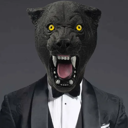 Miniatura 3 de PartyHop Máscara de Pantera Negra de Látex de Leopardo Salvaje de Cabeza Completa Máscaras Realistas Disfraz para Fiesta de Halloween