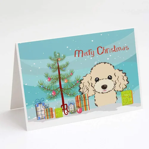 Miniatura 18 de Caroline's Treasures BB1616GCA7P - Tarjetas de felicitación y sobres de árbol de Navidad y sabueso afgano, paquete de 8 tarjetas en blanco