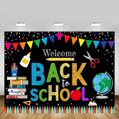 Miniatura 7 de MEHOFOND Telón de fondo de bienvenida de regreso a la escuela de 7 x 5 pies para niños, preescolar, primer día en persona, escuela, jardín