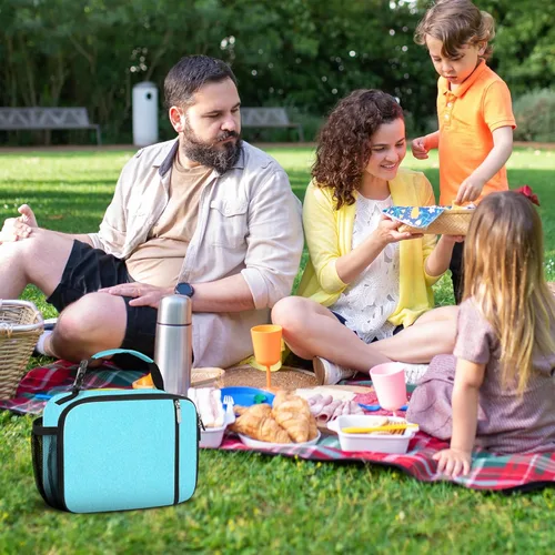 Miniatura 7 de esouler Lonchera térmica para niños y niñas, lonchera duradera para niños y niñas, con soporte para botella de agua, color azul claro