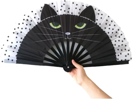 Miniatura 10 de Ventilador plegable que brilla con rayos UV, ventilador de mano de bambú para verano, decoración de mariposa, baile, fiesta, boda, club nocturno