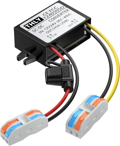 Miniatura 8 de Convertidor de 12 V a 5 V 10 A 50 W, convertidor de 24 V a 5 V con fusible impermeable y bloque de terminales de cable, convertidor Buck de 24 V a 5