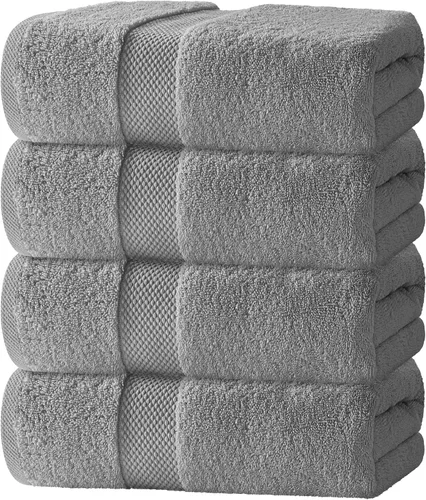 Miniatura 10 de White Classic - Juego de toallas de baño de lujo, grandes, 4 piezas - 700 GSM de algodón turco ultra suave, 27 x 54 pulgadas Toallas de baño