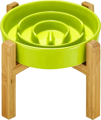 Miniatura 17 de Cuencos de cerámica para perros de alimentación lenta, 2.0 tazas de comedero lento para perros medianos y grandes, cuenco de laberinto de Blanco