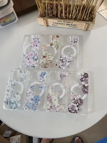 Miniatura 7 de Funda Magsafe para iPhone 12 Pro Max, diseño floral delgado a prueba de golpes duro PC+TPU parachoques flor mujeres cubierta magnética flor