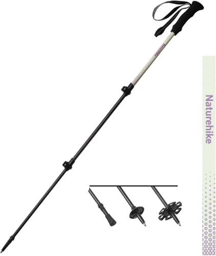 Miniatura 9 de Naturehike - Bastón de trekking de fibra de carbono 3K plegable y telescópico de 3 secciones ultraligero para mujeres y hombres, bastón