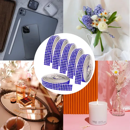Miniatura 5 de 6 Rollos de Cinta Adhesiva con Diamantes de Imitación para Manualidades, Rollo de Cinta con Cristales para Decoración de Automóviles y Teléfonos