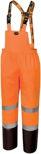 Pioneer Hi Vis Ripstop - Pantalones con peto impermeables para hombre, pantalones reflectantes de seguridad para lluvia